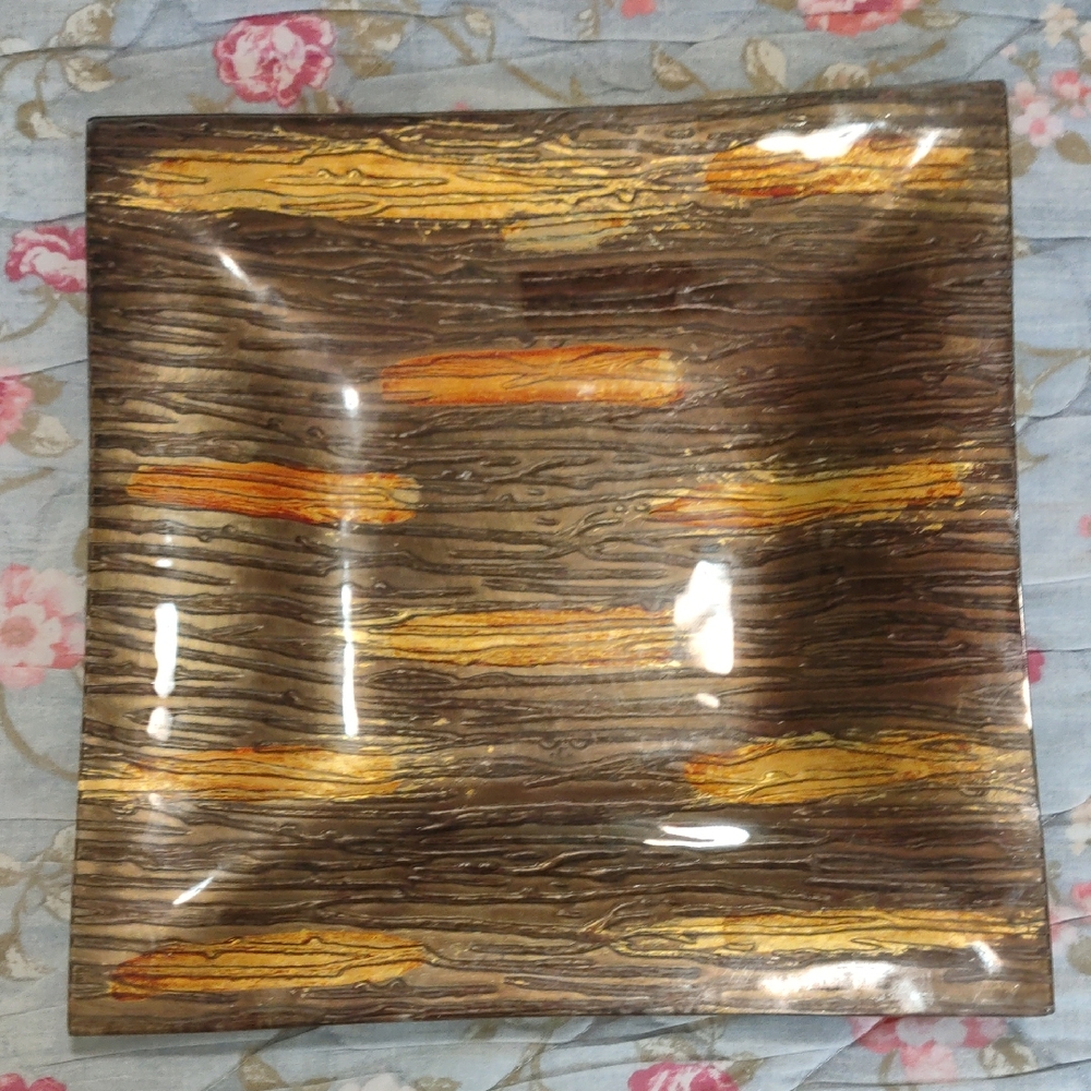 Rustic Brown and Gold Decorative Plate